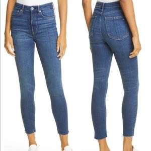 Rag & Bone High Waist Raw Hem Ankle Skinny Jeans - Size 26